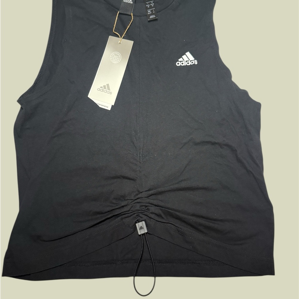 Adidas Black Muscle Tee with Ruched Detail
